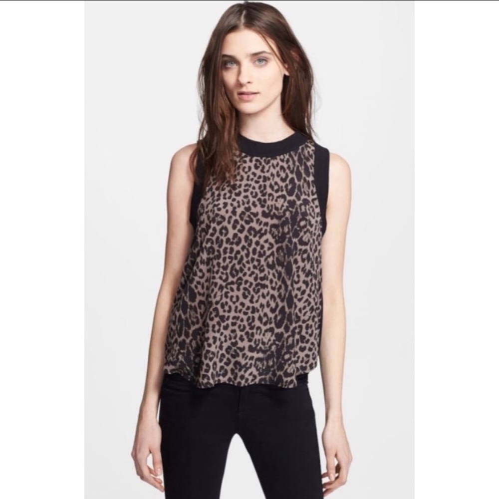Elizabeth and James Leopard Print ‘Vivi’ Silk Top, size M